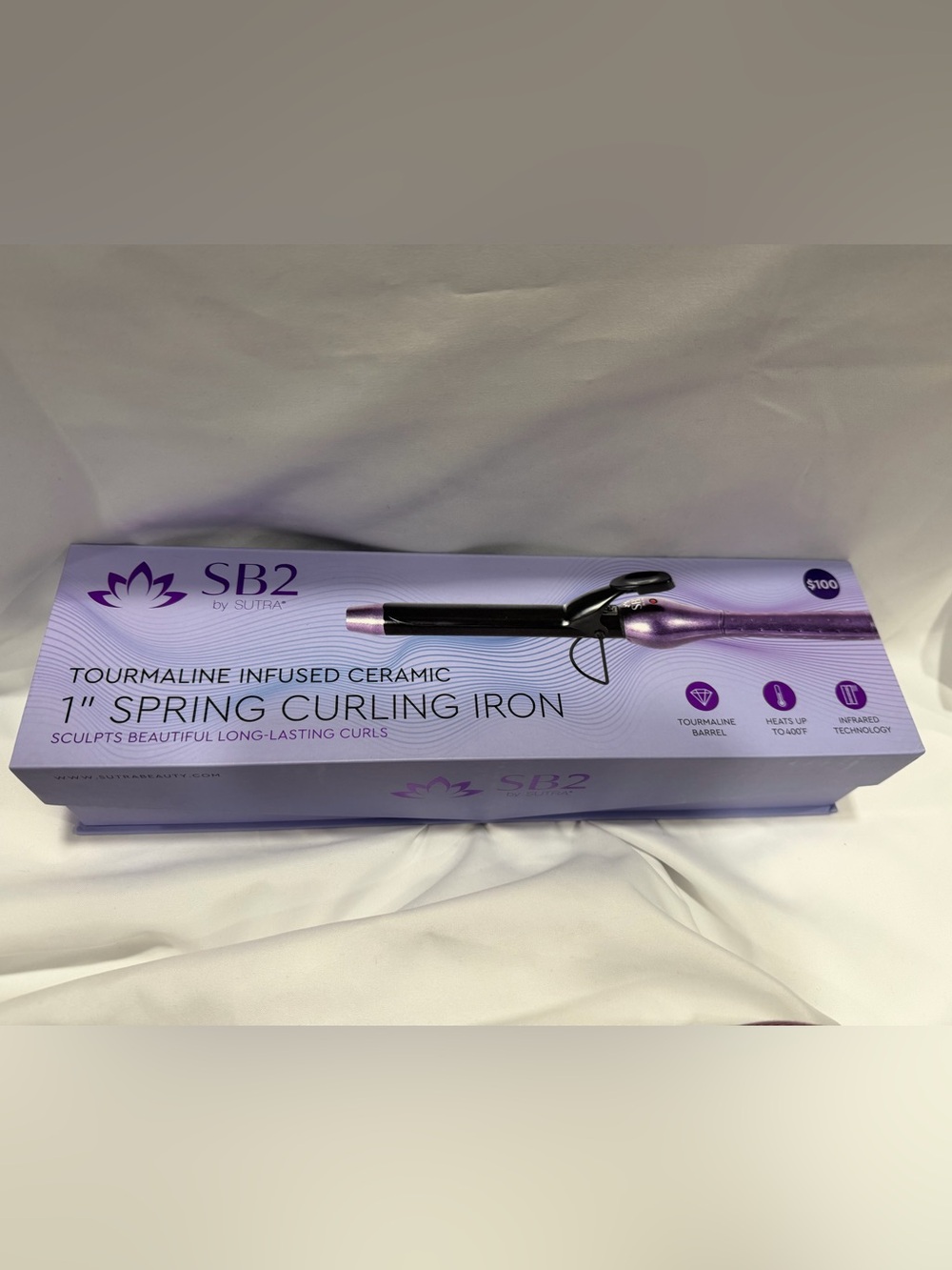 Sutra SB2 TOURMALINE Ceramic 1" Spring Curling Iron Purple Ionic Hot Tools - Picture 8 of 12